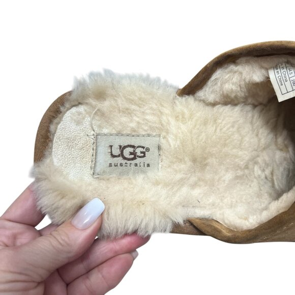 Ugg Australia Pearle Chestnut Brown Suede Sheepskin Men's Slippers Mules sz11 - Picture 6 of 13